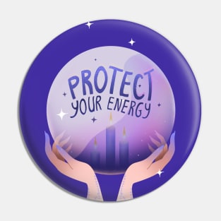 Magic ball in hands "Protect your energy" Pin