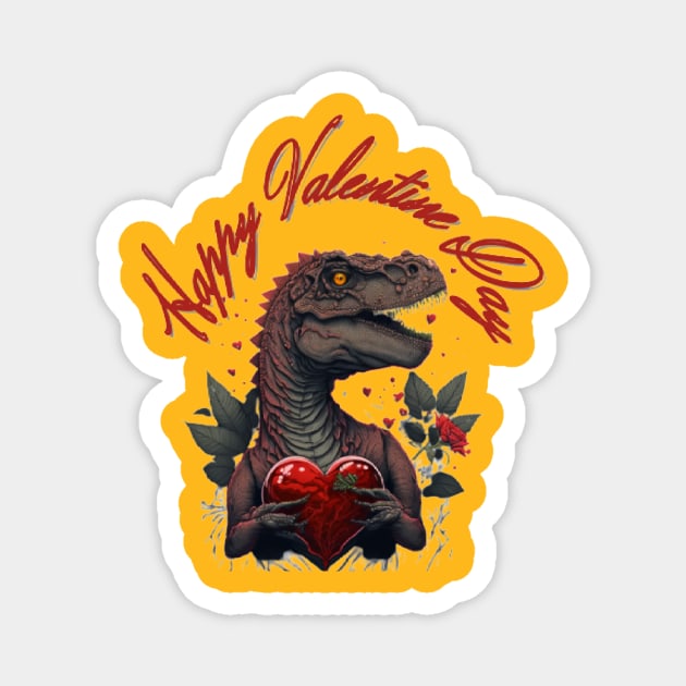 Happy Valentine's Day Trex Gift Magnet by SanyD