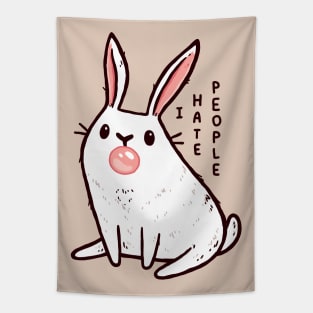 Cute Antisocial Bunny With Bubble Gum That Hates People Tapestry