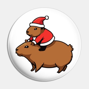 Capybara Santa - Funny Rodent for Christmas Pin
