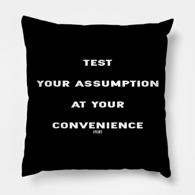 Test Your Assumption At Your Convenience Pillow by IYCRT