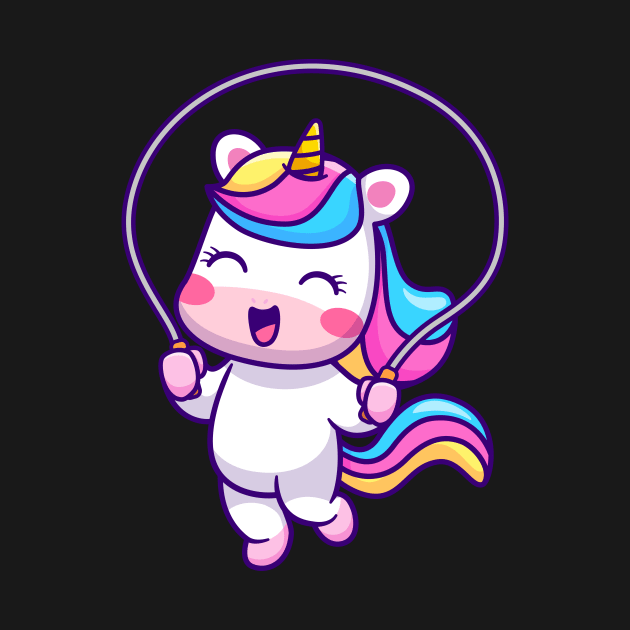 Cute Unicorn Playing Jump Rope Cartoon by Catalyst Labs