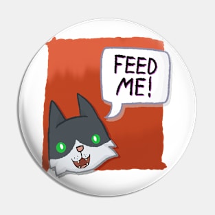 Feed Me! [Tuxedo Cat With A Red Background] Pin