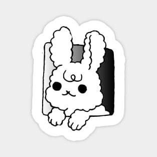 white bunny peeking Magnet