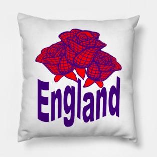 Blue England Text With Abstract English Rose Pillow