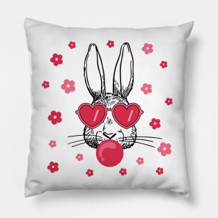 Rabbit in pink glasses Pillow