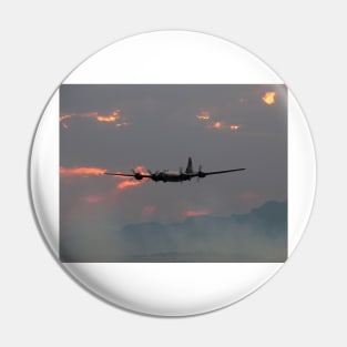 B-29 Bomber Plane flying at Sunset Pin