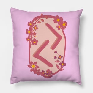 Jera Rune Flowery Design Pillow