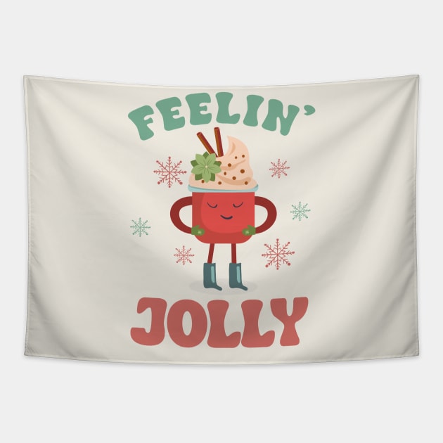 Feeling Jolly Christmas Colorful Text Tapestry by i am Cuta