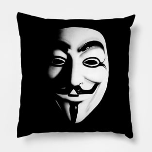 Fawkes Mask (b&w) Pillow