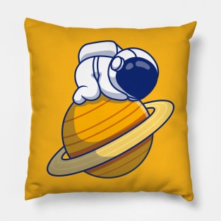 Cute Astronaut Sleeping On Planet Pillow