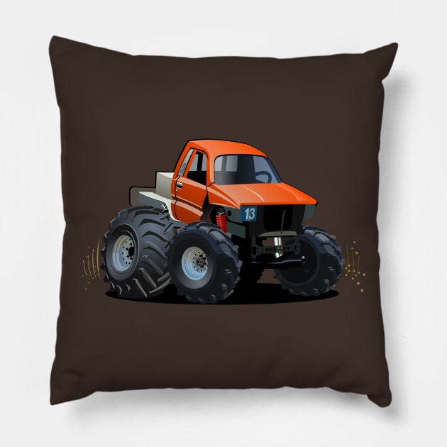 Cartoon monster truck Pillow by Mechanik