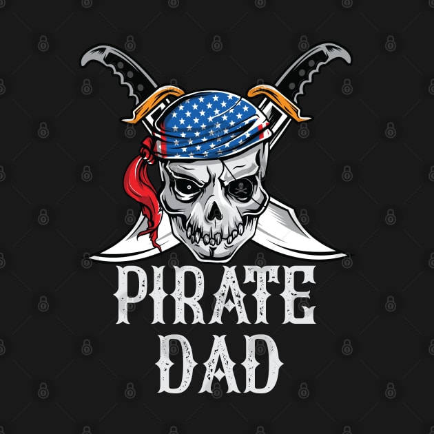 Pirate Dad Skull Jolly Roger Halloween Costume by HCMGift