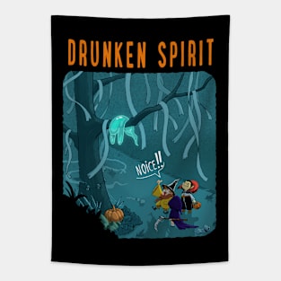 Drunken Spirit Halloween Ghost Trick or Treat Tapestry
