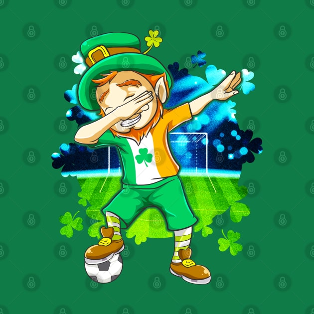 Soccer Dabbing Leprechaun Irish St Patricks Day by E