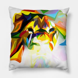 Cute Colorful Rainbow Lion Shape Head Drawing Pillow