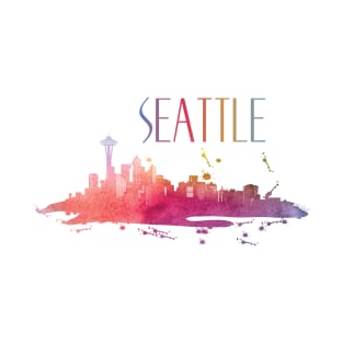 Seattle Watercolor Skyline T-Shirt