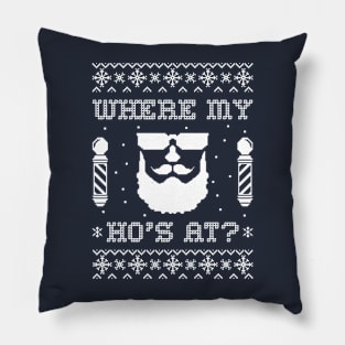 Where My Ho's At | Silly Ugly Sweater Sayings Pillow