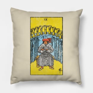 Nine of cups tarot card (distressed) Pillow