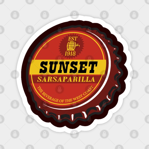 Vintage Sunset Sarsaparilla Bottlecap Magnet by StudioPM71