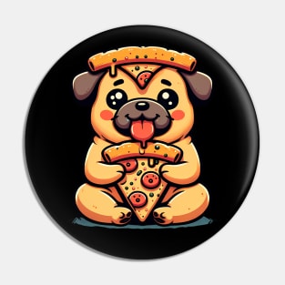 Pug Dog Eating Pizza Pin