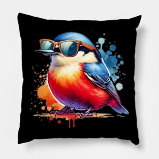 Cool Red Breasted Nuthatc Pillow