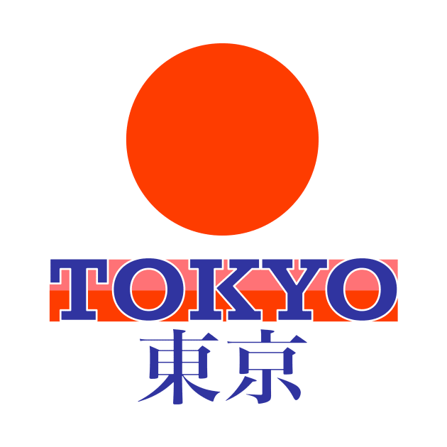 Tokyo and the red sun of the Japanese flag by BazaBerry