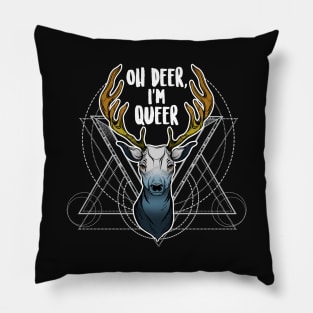 Aroace Oh Deer I'm Queer Pillow