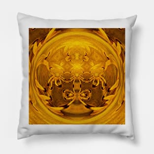 GLASS SPHERE AND A BLOOM IN GOLD. Floral fantasy pattern and design Pillow