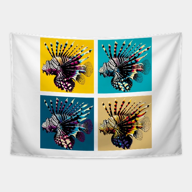 Pop Lionfish - Cool Aquarium Fish Tapestry by PawPopArt