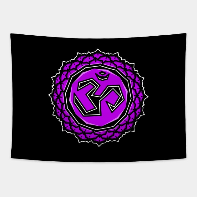 Crown Chakra Symbol - Sacred Purple Lotus Flower - Sahasrara - Crown Chakra Tapestry by Bleeding Red Paint