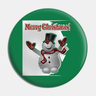 Merry Christmas Snow Man Pin