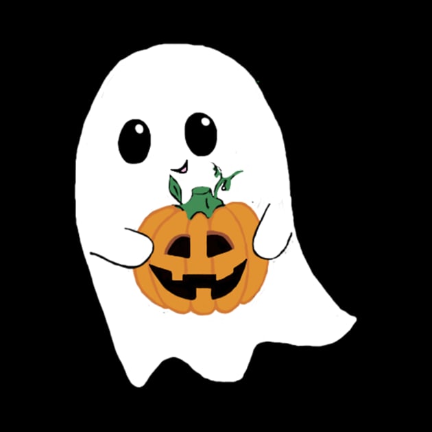 Cute Ghost Holding Pumpkin by KangarooZach41