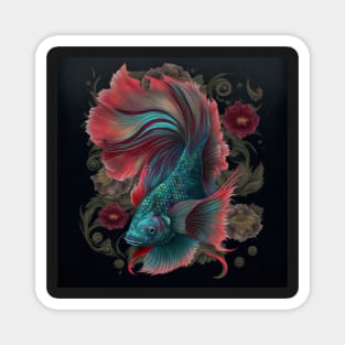 Floral Betta fish Magnet