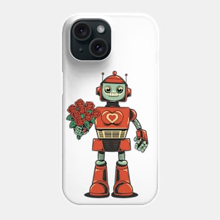 Vintage robot in love Phone Case