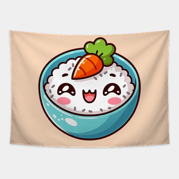 Charming Kawaii Rice Bowl Tapestry by PhotoSphere