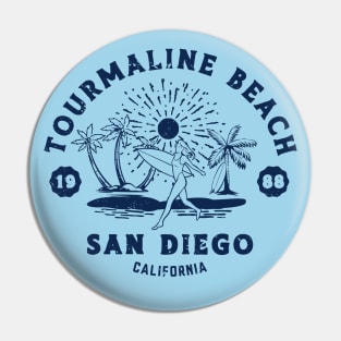 Vintage Tourmaline Beach Surfing // Retro California Beach San Diego 1988 Pin