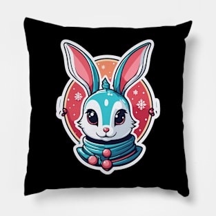 Rabbit Christmas Illustration Pillow