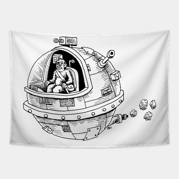 Yeti crusing space Tapestry by awcomix