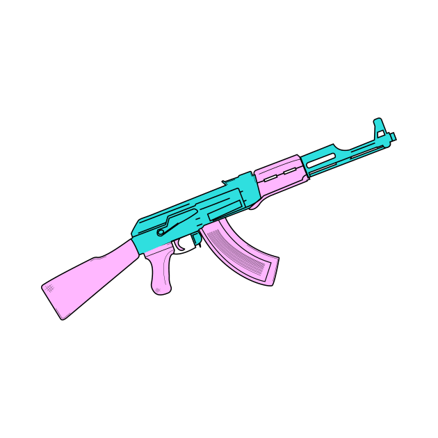 Ak-47 Vaporwave sticker by Laakiiart