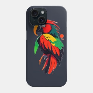 Vibrant Feathers: A Paint Splatter Parrot Masterpiece Phone Case