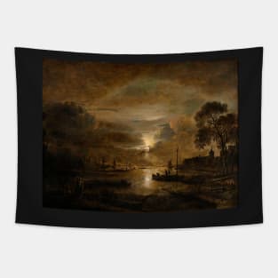 Moonlight at a Dutch River, Aert van der Neer 1650 Tapestry