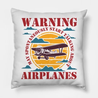 WARNING MAY SPONTANEOUSLY START TALKING ABOUT AIRPLANES RETRO SUNSET Pillow