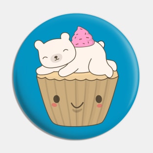 Cute Polar Bear Cupcake T-Shirt Pin