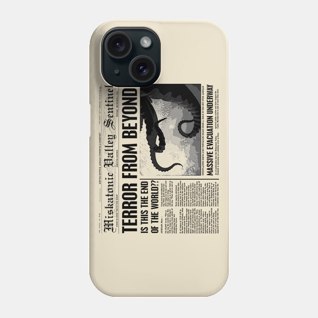 Miskatonic Headlines Phone Case by MonkeyKing