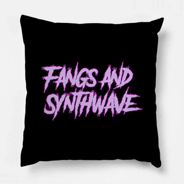 Fangs and Synth Big Violet Logo Pillow by Electrish