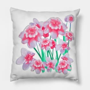 Soft Lilac and Pink Flowers with Dew Drops Pillow