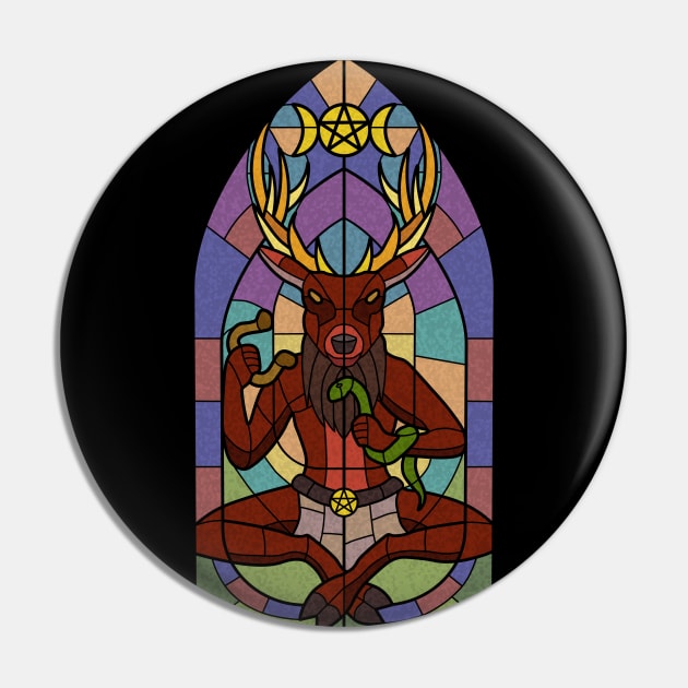 Horned God Stained Glass Pin by Marouk