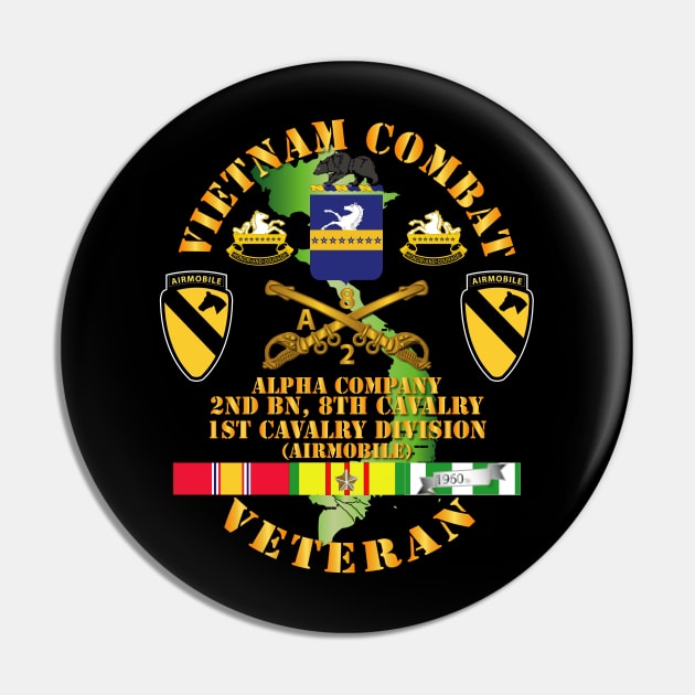 Vietnam Combat Cavalry Veteran w Alpha - 2nd Bn 8th Cav COA - 1st Cav Div SSI Pin by twix123844