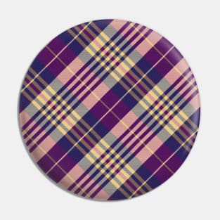 Purple, Gold and Blue Tartan Pattern Rotated Pin